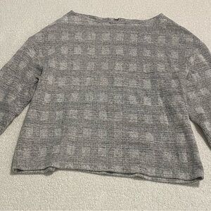 H&M Gray Plaid Long Sleeve Top